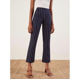 Reformation Linen Verano Pant, Navy White Striped